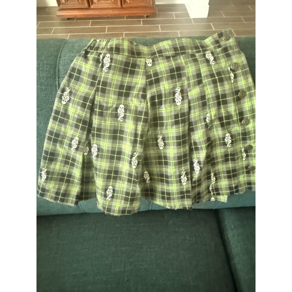 Harry Potter Skirt Womens Green Plaid Slytherin Pleated Dark Mark M
